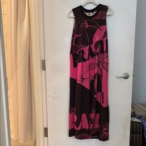 Farm Rio Pink and Brown Graphic Maxi Dress